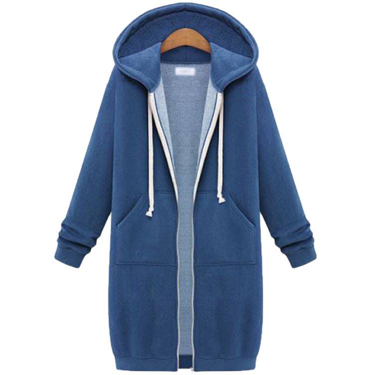 Hooded Long Sleeve Sweater Fleece Long Jacket - YLORESHOP