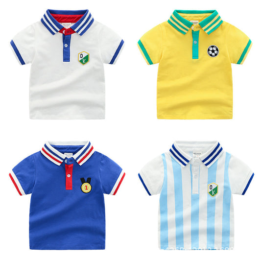 Children's Fashion Lapel Polo Shirt Short Sleeves - YLORESHOP