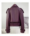 Women's Fashion Loose Outer Sheep Leather Jacket - YLORESHOP