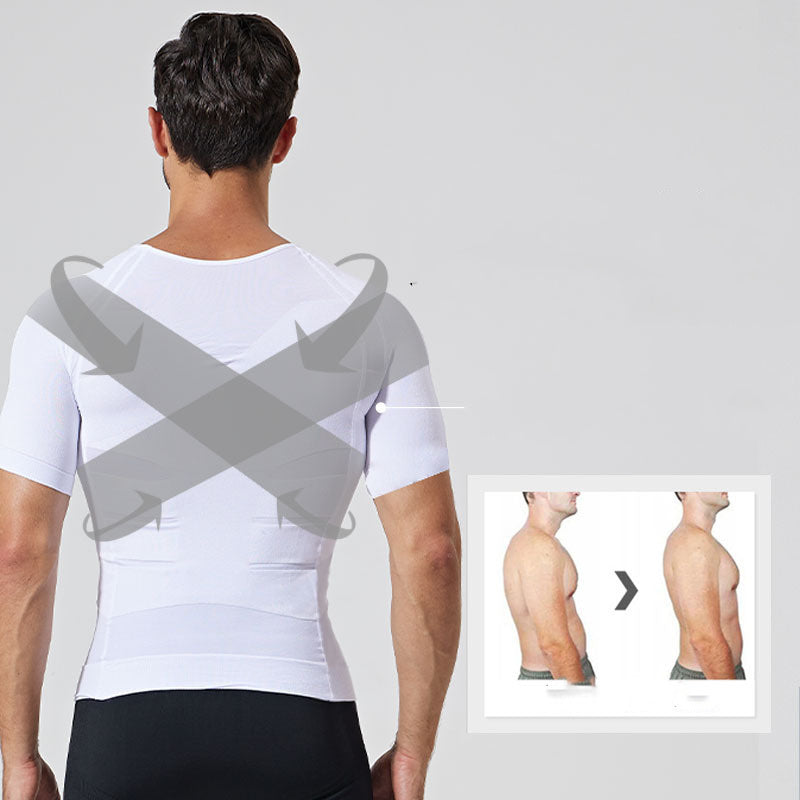 140D Men's Vest Shapewear Men Body Toning T-Shirt Slimming Body Shaper Corrective Posture Belly Control Compression Man Modeling Underwear Corset - YLORESHOP