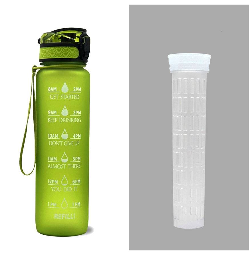 1L Tritan Water Bottle With Time Marker Bounce Cover Motivational Water Bottle Cycling Leakproof Cup For Sports Fitness Bottles - YLORESHOP