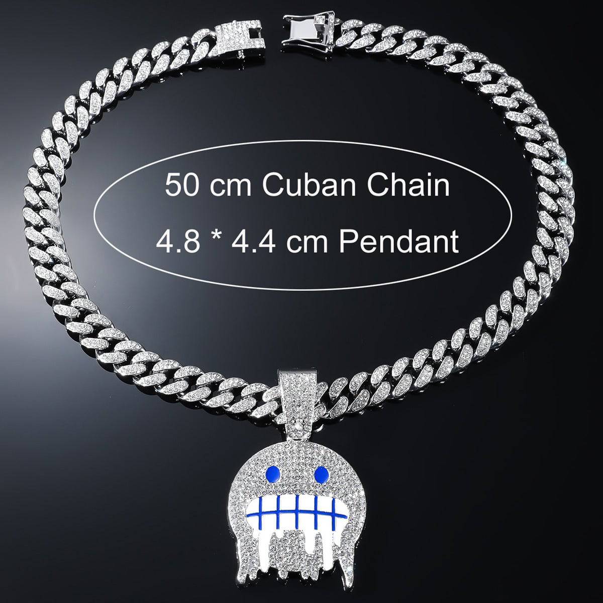 Ice Face Pendant Cuban Link Chain Full Diamond Hip Hop Ear Accessories Hipster - YLORESHOP