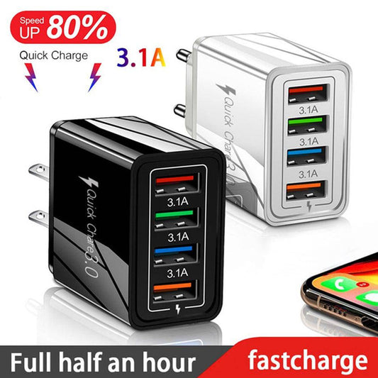 Caricatore USB Quick Charge 3.0 4 Adattatore telefonico per tablet Caricabatterie mobile da parete portatile Caricatore rapido