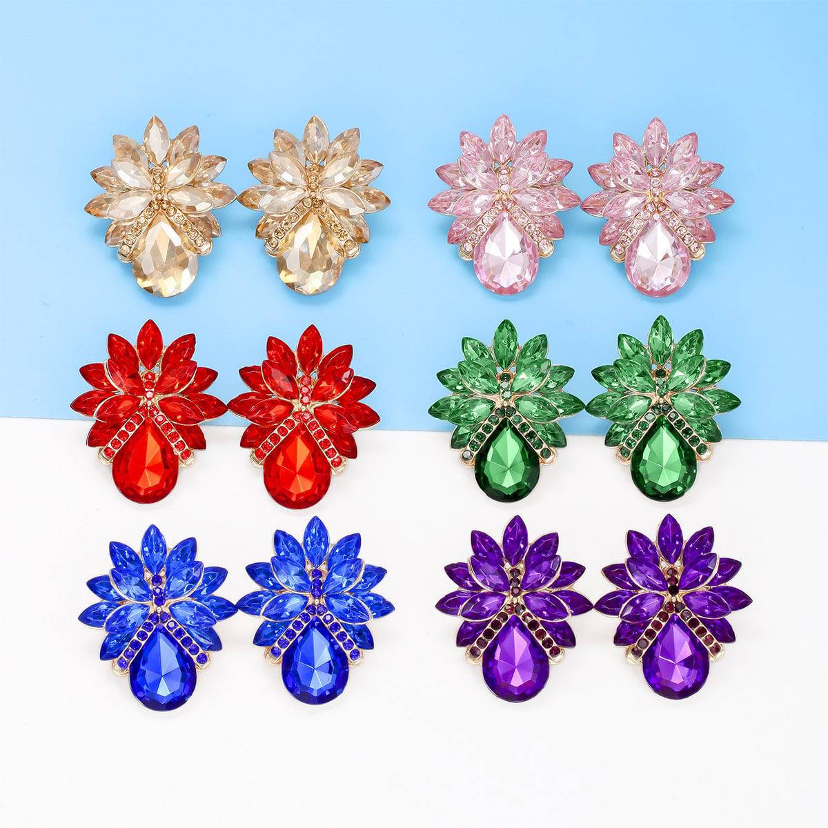 New Fashion Women's Personality Flower Rhinestone-embedded Earrings - YLORESHOP