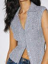 Simple Slim Vest V-neck Sleeveless Button Sweater - YLORESHOP