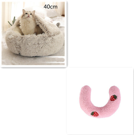 Letto invernale per cani e gatti 2 in 1 Letto invernale per animali domestici Letto rotondo in peluche caldo Letto per animali domestici in morbido peluche lungo Prodotti per animali domestici