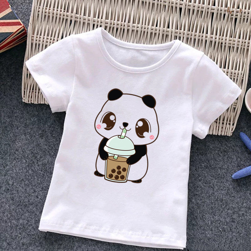 Cute Milk Tea Print Children's T-shirt - YLORESHOP