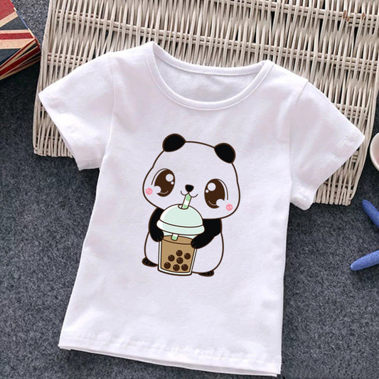 Cute Milk Tea Print Children's T-shirt - YLORESHOP