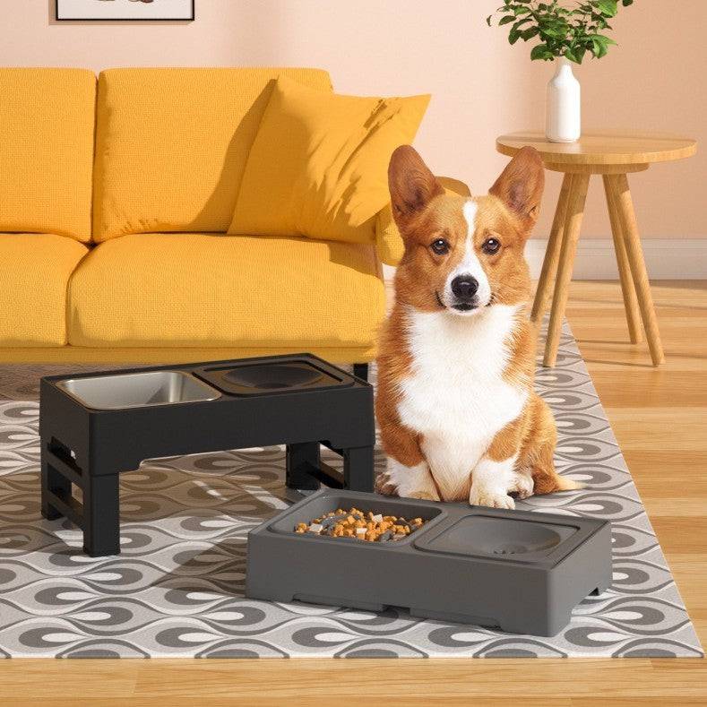 Dog Double Bowls Stainless Stand Adjustable Height Pets Feeding Dish Bowl Big Dog Elevated Food Water Feeders For Dogs  Pet Products - YLORESHOP