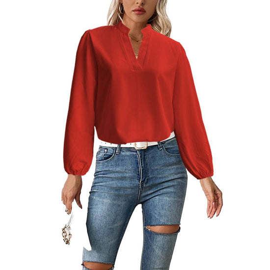 Stand Collar Bubble Long Sleeve Loose Shirt - YLORESHOP