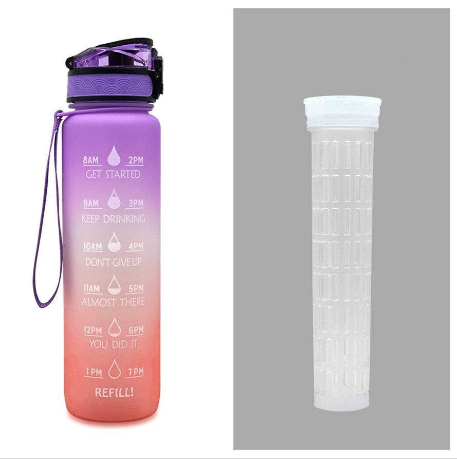 1L Tritan Water Bottle With Time Marker Bounce Cover Motivational Water Bottle Cycling Leakproof Cup For Sports Fitness Bottles - YLORESHOP