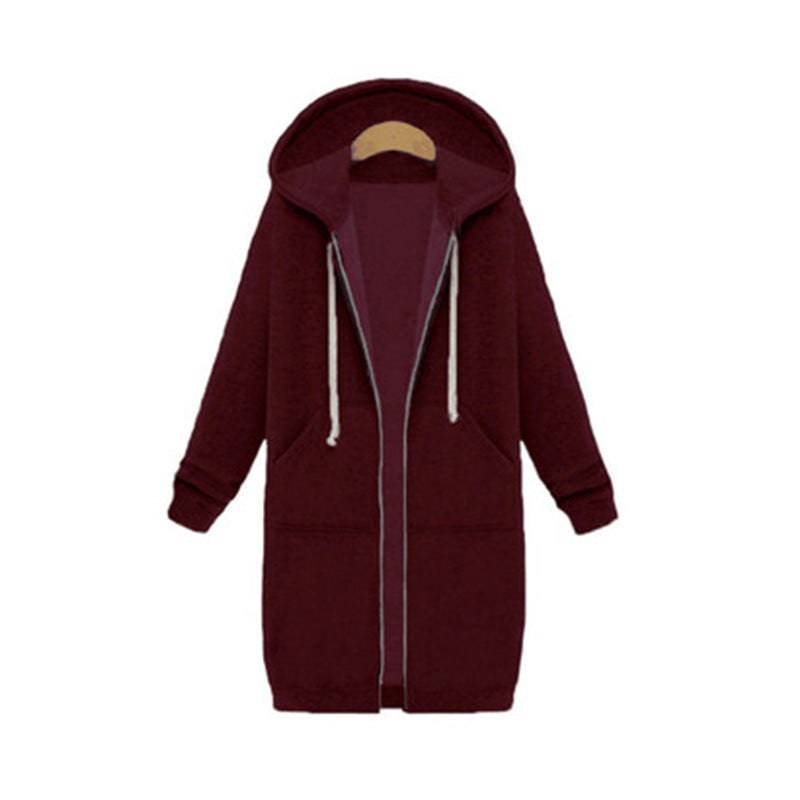 Hooded Long Sleeve Sweater Fleece Long Jacket - YLORESHOP