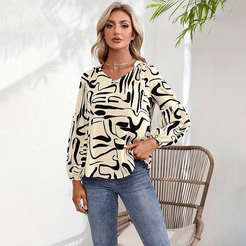 Fashion Irregular Printed Loose Top Women - YLORESHOP