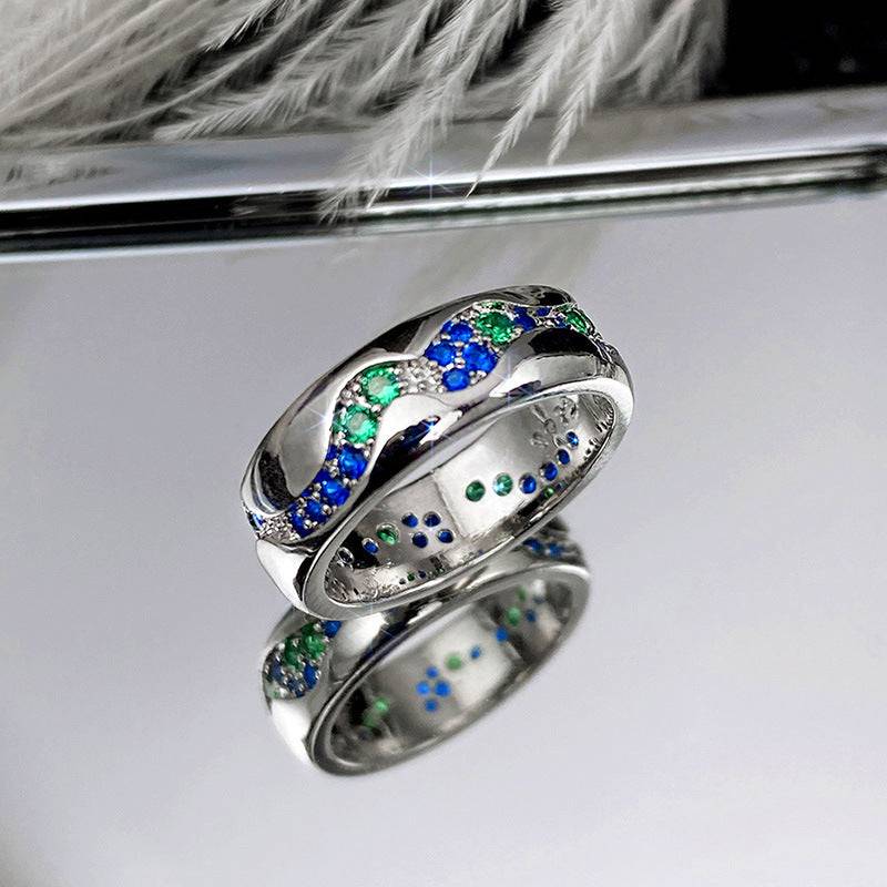 Blue-green Zircon Couple Ring - YLORESHOP