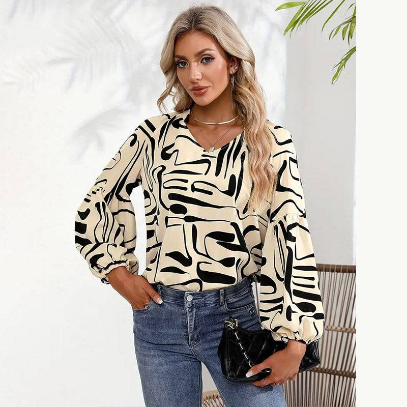 Fashion Irregular Printed Loose Top Women - YLORESHOP