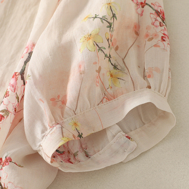 Real Shot Summer New Artistic Vintage Cotton And Linen Tops - YLORESHOP