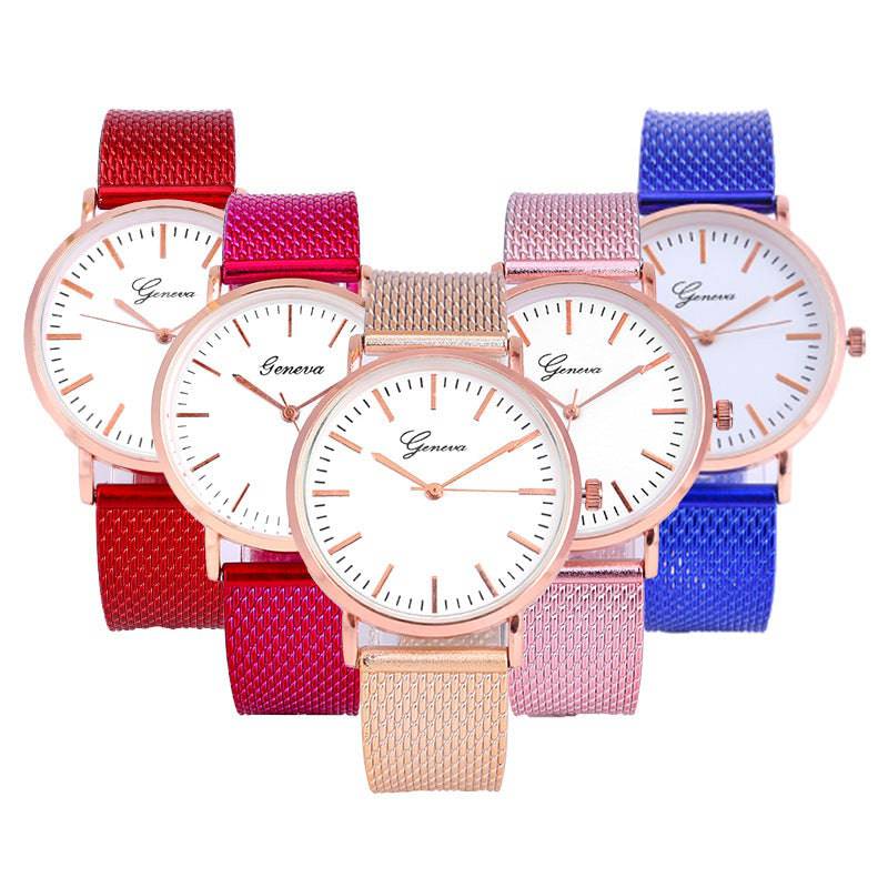 Geneva Watch Dial Plate Mesh Belt Female Minimalist Thin - YLORESHOP